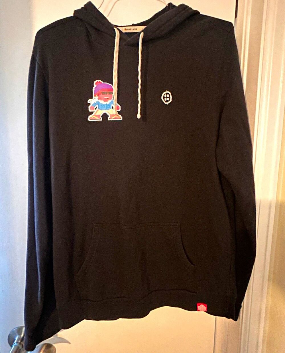 Marine Layer Mens Sunset Hoodie Black Supima Modal Pixel Art Ahoy M/L